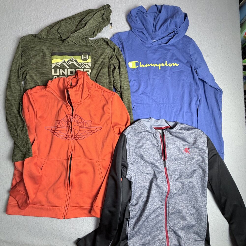 Boys Hoodie Sweatshirt Long Lot of 4 Youth Extra Large XL UnderArmour Jordan